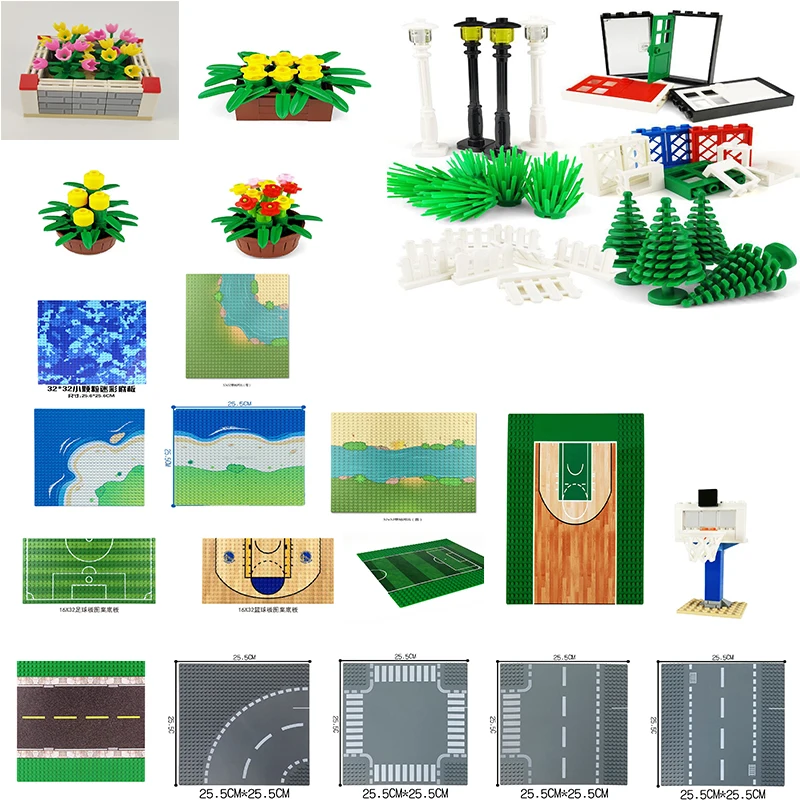 

Legoing City Compatible City Moc Blocks Single Sale Road Base Plate Runway With Pattern Decoration Legoings Sets Diy Kids Toys
