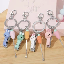 Nail Clipper Mini Cute Bear Rabbit Nail Clipper Cartoon Finger Trimmer Scissors Nail Cutter with Keychain stainless steel multifunctional plier finger nail clipper keychain bottle opener finger folding scissors