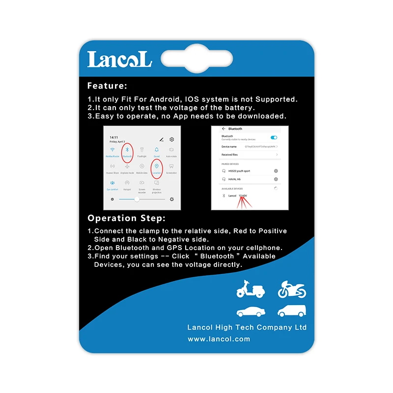Lancol MICRO10D Car Voltage Tester Show Voltage Directly Digital Voltmeter Detector Tester for Car Motor