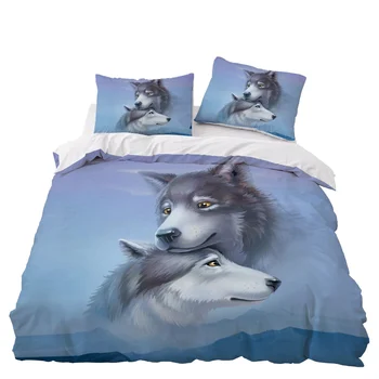 

Wolf Skull Bedding Set Bedroom Decor Doona Quilt Cover Grey Background Hypoallergenic 1PC Duvet Cover with Pillowcase