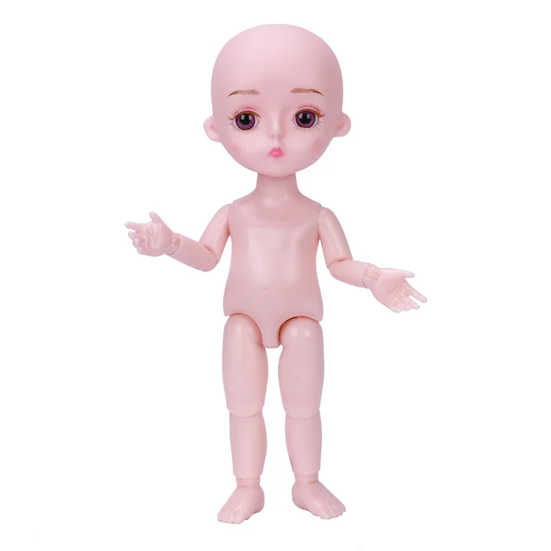 

16cm Purple Eyes OB Dolls Toy 13 Movable Jointed Naked Nude Body Cute Bald Head DIY Makeup Baby Girls Toys Doll for Gifts