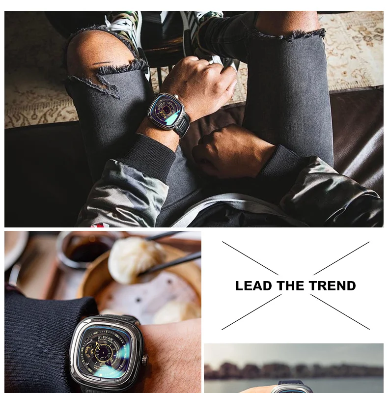 2021 new men's watch automatic machinery top brand luxury square large dial sports waterproof watch relegio masculi