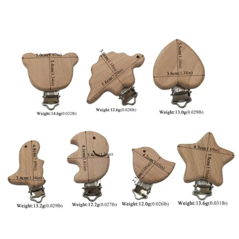 

Natural Beech Wood Baby Pacifier Clips Dummy Clips DIY Pacifier Chain Accessory U50F