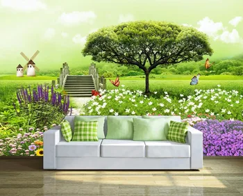 

CJSIR Custom Wallpaper Grassland Trees TV Background Wall Modern Minimalist Living Room Bedroom Backdrop Murals 3d Wallpaper