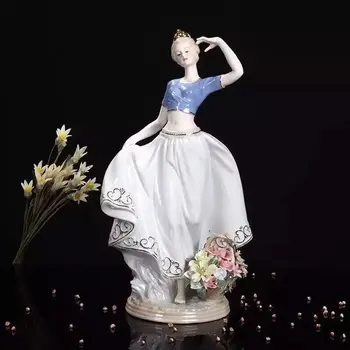 

45cm Palace Western Woman Figure Ceramic Handicraft Porcelain Girl Statue Home Decor Accessories and Valentine's Day Gift R2259