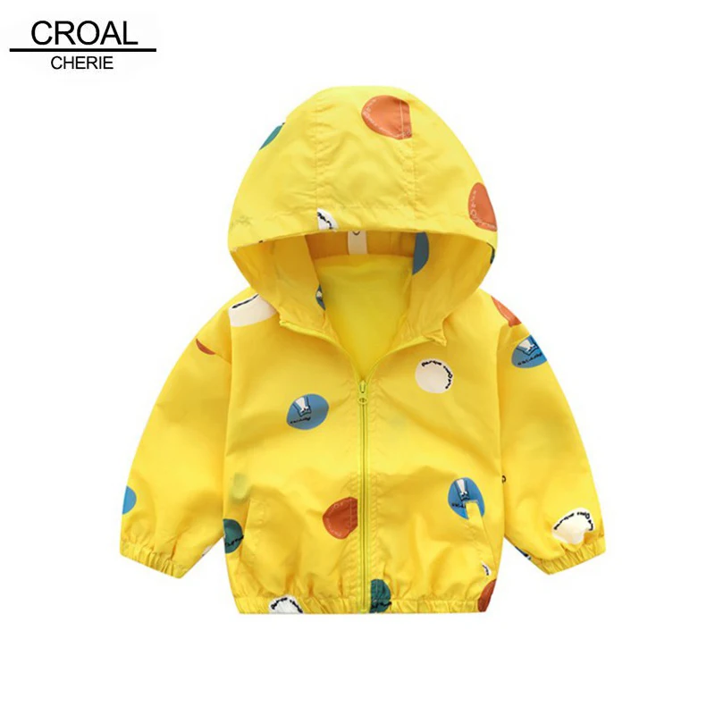 CROAL CHERIE/Милая Осенняя детская куртка в горошек с изображением животных для мальчиков, пальто для девочек, детская одежда, ветровка с капюшоном, верхняя одежда