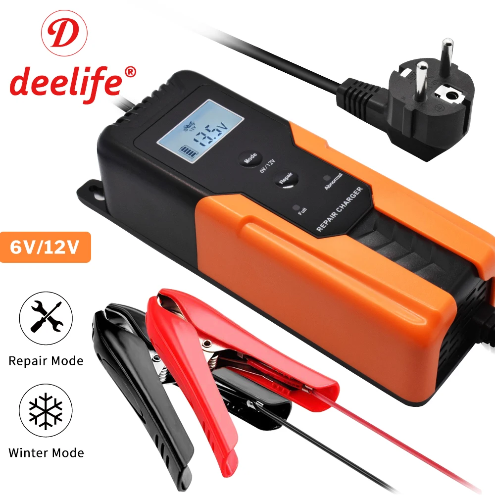 Online Deelife 12 V cargador de batería desulfador de reparación de pulso 12 V 6V baterías de goteo de carga de mantenimiento automático para motocicleta niños Coche