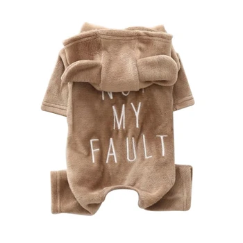 

Cute Dog Jumpsuit S-XXL Pets Winter Warm Cotton Clothes Puppy Pajamas Hooded Embroidered Letters Jumpsuit Dog Outfits
