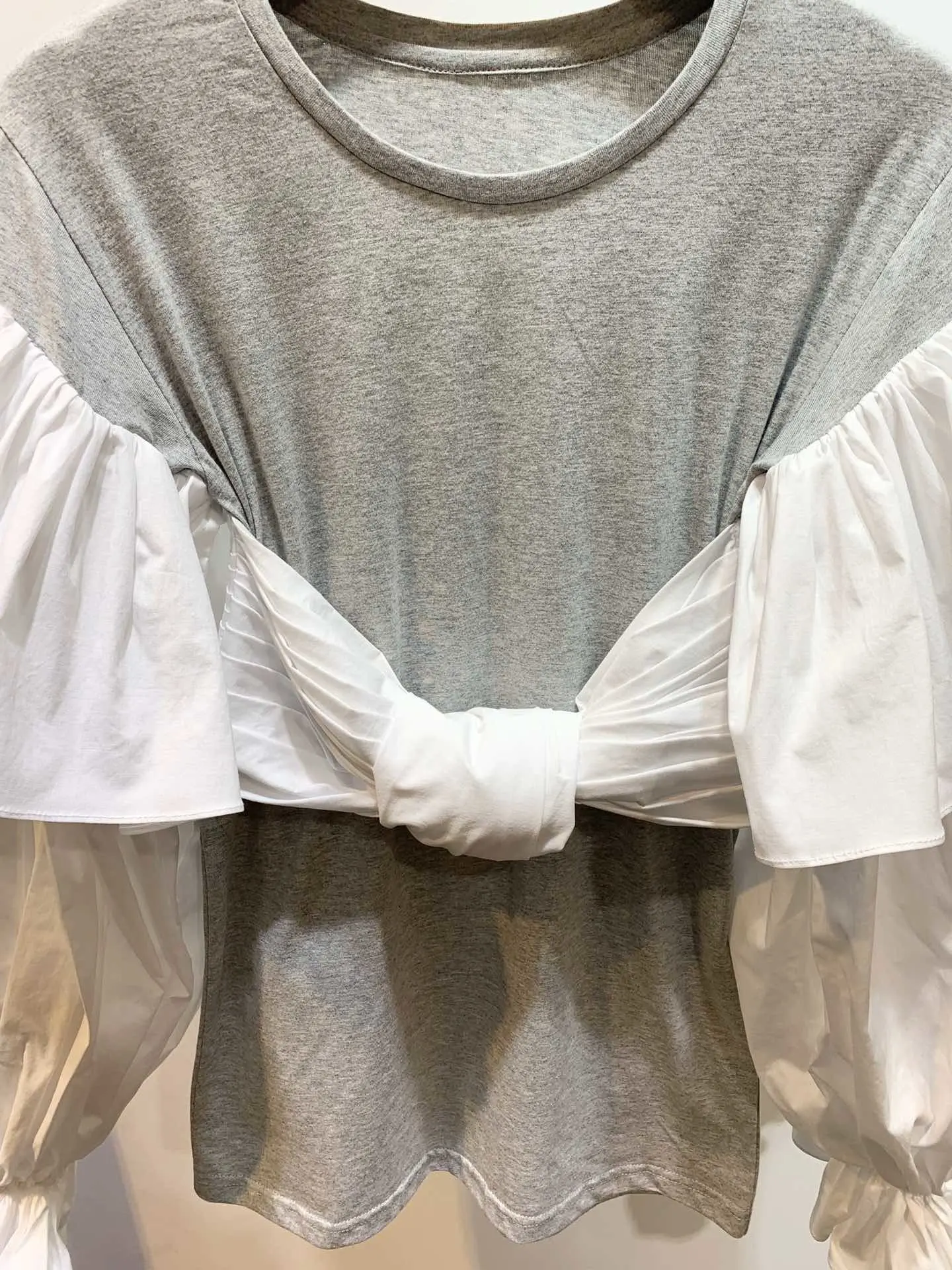Новая женская мода bubble ruffled с длинным рукавом Сексуальная Повседневная Передняя Грудь скрученная Талия 1025