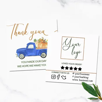 

Custom Thanksgiving Day Thank you stamp with web site,Double Sided Small Business Insert Card, Thank You Cards for Business Name