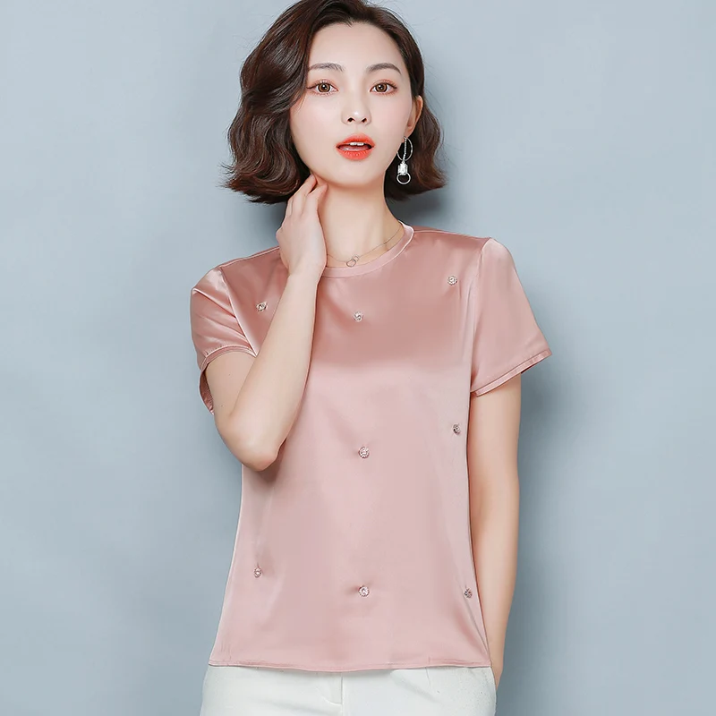 Korean Fashion Silk Women Blouses Satin Office Lady Women Shirts Plus Size XXL Womens Tops and Blouses Blusas Femininas Elegante
