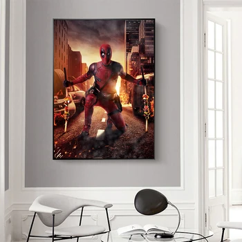 

HD Deadpool Superhero Funny Movie Oil Painting on Canvas Posters and Prints Cuadros Wall Art Pictures For Living Room