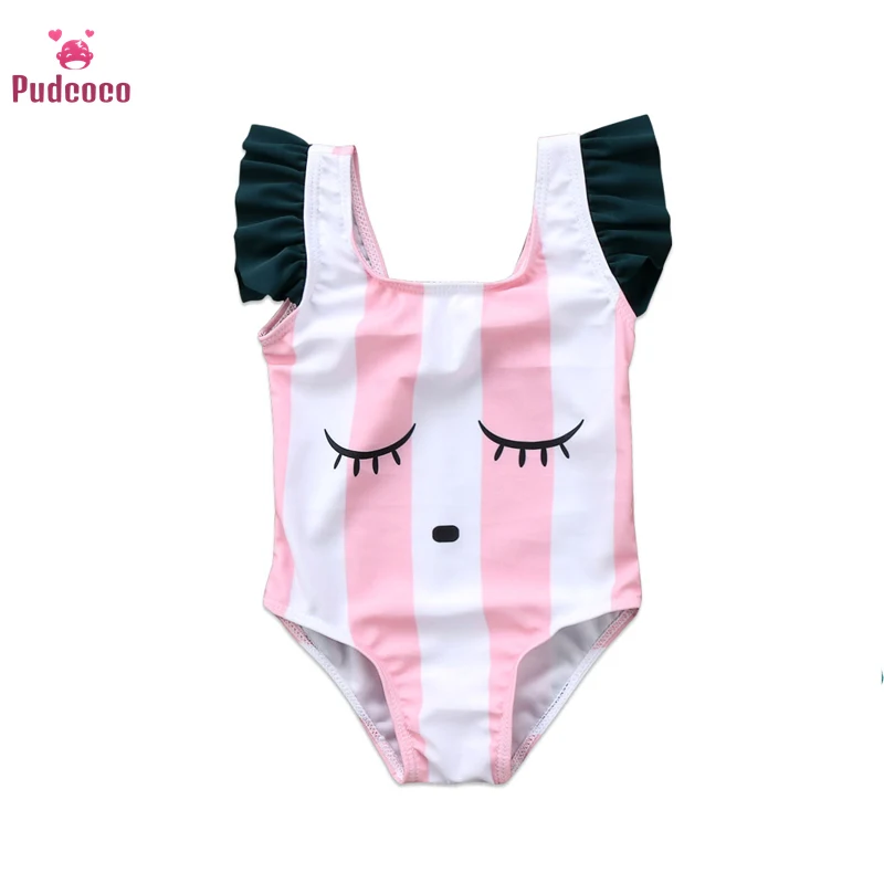 

Summer Beach Wear 2020 Baby Girls Swimwear Cute Eyes Print 0-3Y Kids Swimming Wear Children One Piece Bathing Suit
