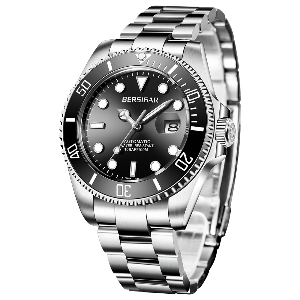 Relogio Masculino BERSIGAR Men's Watch Diving Watch Men's Stainless Steel Waterproof Sports Business Automatic Mechanical Watch afbeelding