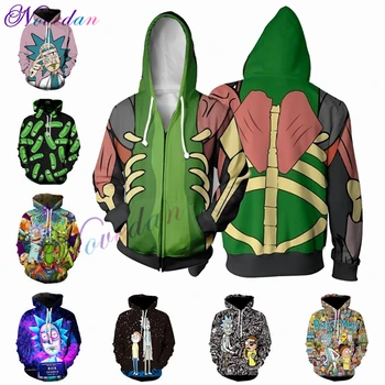 

Cartoon Rick And Morty 3D Print Sweatshirts Zip Up Hoodies Colorful Tracksuit Hooded Tops