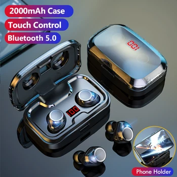 

True Wireless Bluetooth Earbuds Built-in Mic in-Ear Stereo Bluetooth Headphone Wireless Earphones with 2000mAh Charging Case