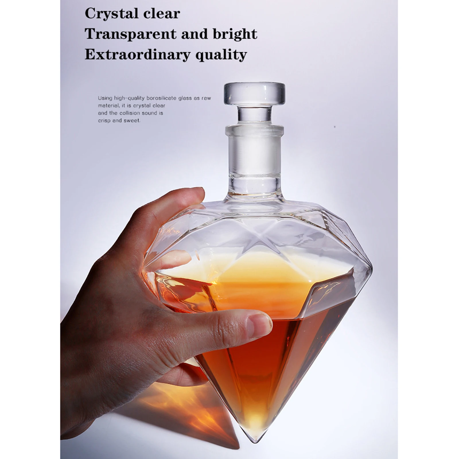 Whiskey Decanter Set 750ml Heart Shape Diamond Wine Decanter Vodka Liquor Wine Pourer Cocktail Glass Whisky Dispenser Holder Home Party Decoration whiskey decanter set