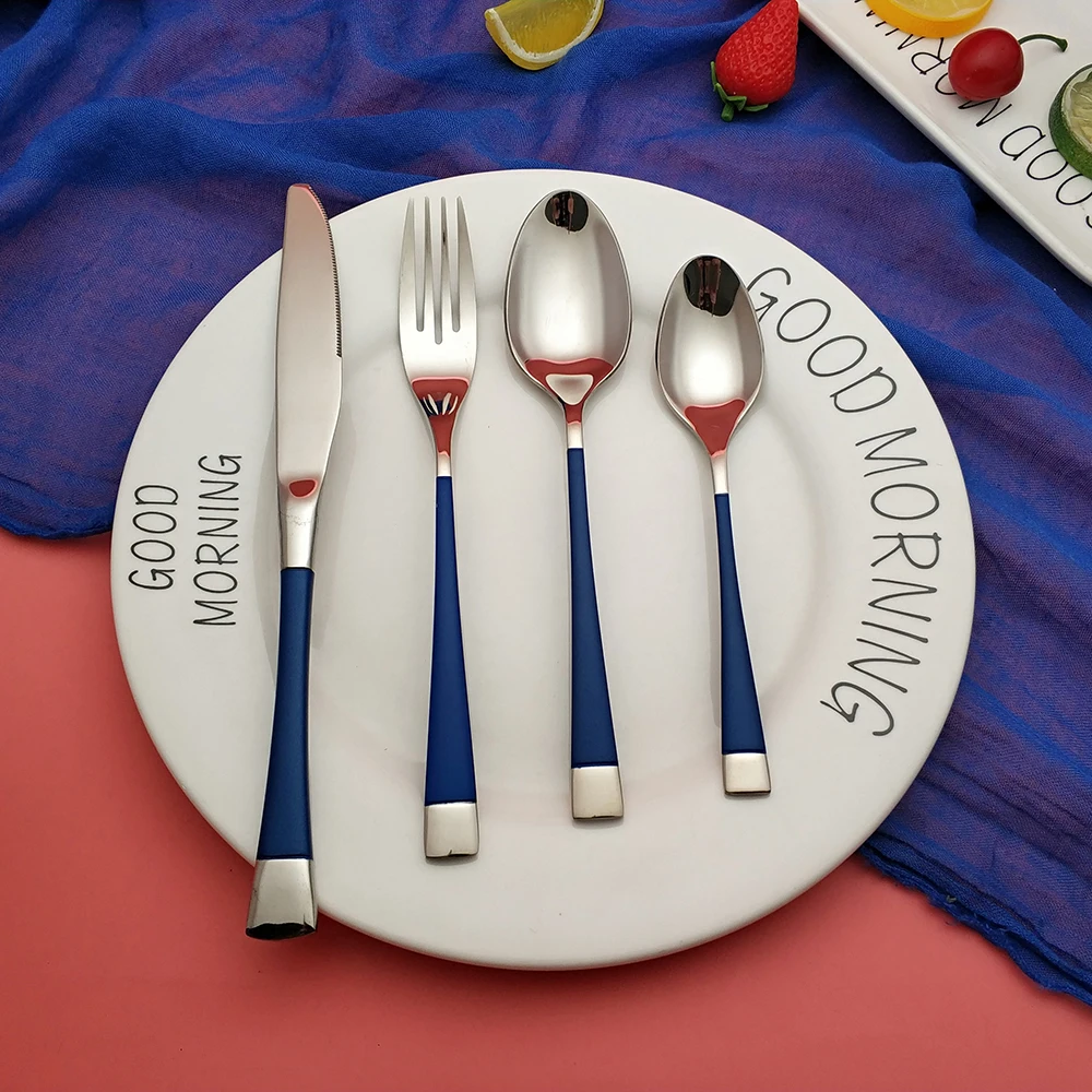 4PCS Горячая 18/10 silve Набор столовых приборов из нержавеющей стали, столовые приборы, столовые приборы talheres faqueiro fourchettes couteaux cuilleres - Цвет: 4PCS