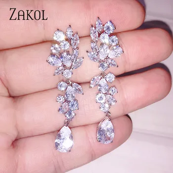 

ZAKOL Cute/Romantic Luxury Cubic Zirconia Earring Bride Wedding Party Decoration Jewelry Dangle Earrings Wholesale FSEP5092