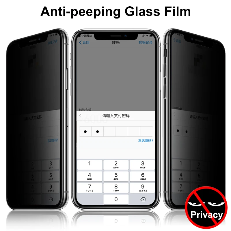 3D Full Privacy Screen Tempered Glass For iPhone X XS MAX XR 7 8 Plus Anti Spy Glare Peeping Protector High Definition | Мобильные