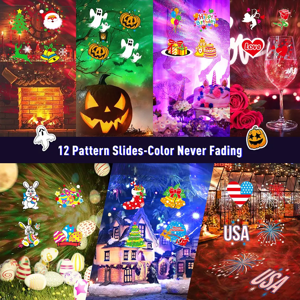 LED Projektor Für Halloween & Weihnachten - 80 Motive Mit Fernbedienung