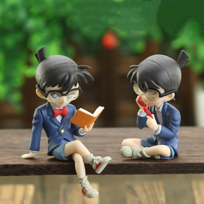 

Bandai Anime Detective Conan Reading Book Conan Kudo Shinichi Pvc Movable Doll Model Car Decoration Children's Birthday Gift
