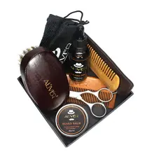 Гребень для бороды, 6 шт., мужской набор для ухода за бородой, гребень со смазкой для бороды, щетка со свиной щетиной, полный набор для ухода за усами