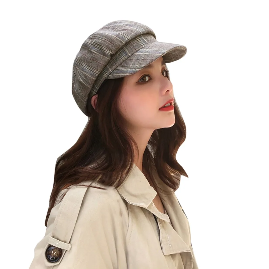 Зимние шапки для женщин, винтажная женская зимняя клетчатая шапка, газетный берет, береты, осенне-зимняя мужская шапка, Шапки, береты, шапочка