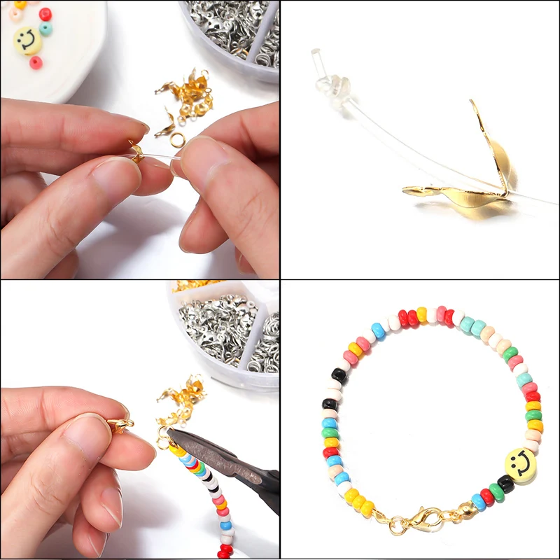 450-1450pcs/Box Jewelry Making Kits Lobster Clasp Open Jump Rings End Crimps Beads Box Sets Handmade Bracelet Necklace Findings
