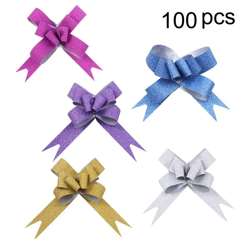 100 шт Pull Луки подарочные коробки для конфет упаковка подарочный мешок струны банты для рождества День рождения Юбилей свадьбы