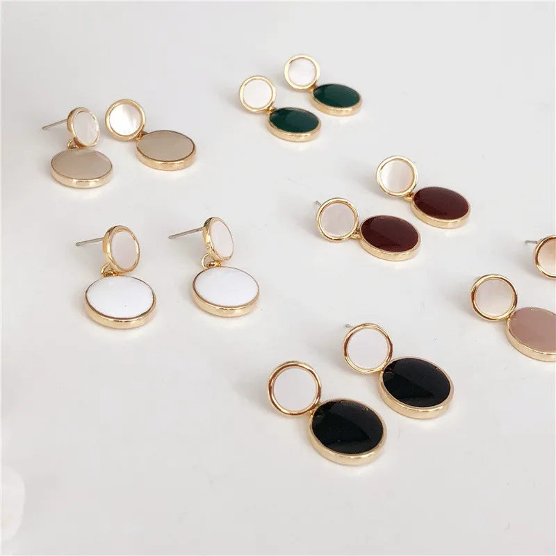 New Korean Statement Round Earrings For Women Geometric Shell shell Drop Earrings Brincos 2021 Fashion Jewelry