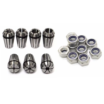 

50Pcs M3 x 0.5mm 304 Stainless Steel Nylock Nylon Insert Hex Lock Nuts & 7Pcs Steel ER11 Spring Collet 1/2/3/4/5/6/7mm