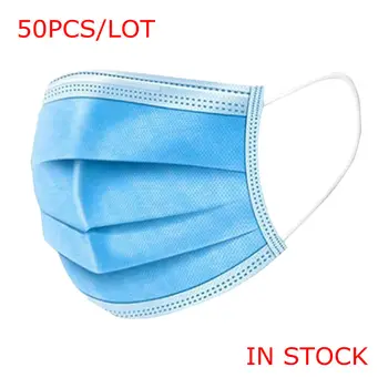 

50pcs/lot Adult Protective Mask three-layer breathable melt-blown cloth dust-proof anti-fog anti-bacterial mask C4