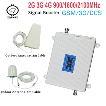 

2G 3G 4G signal Repeater Mobile Phone Signal Booster GSM 900 DCS LTE 1800 WCDMA 2100 Tir Band cellular Amplifier Antenna sets