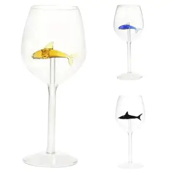 

New Creative Shark Design High Borosilicate Glass Cocktail Beer Whisky Cup Goblet Red Wine Container Table Decor