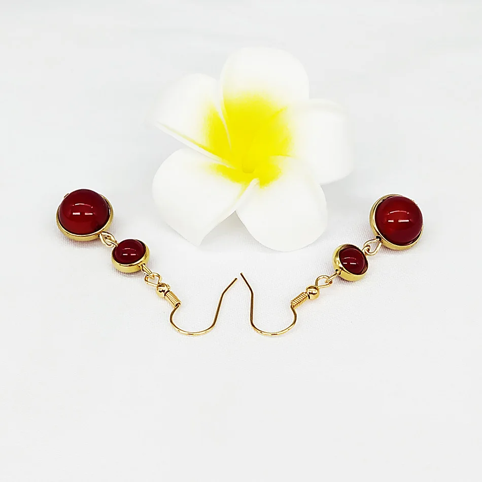 SHELA Red CarnelianTrendy Висячие серьги для женщин зеленый белый камень Бусины свисающие серьги маленькие милые модные ювелирные изделия