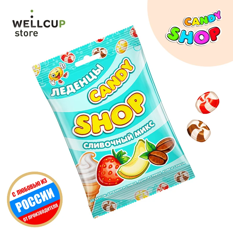 Lollipops Candyshop strawberry, melon and coffee with cream, package, 80 GR. afbeelding
