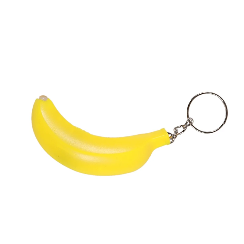 

New Yellow Banana Shaped Plastic Housing LED Flashlight Lamp Pendant Key Ring