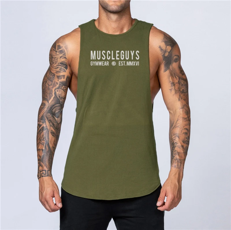 

Gym Mens Tank Top Muscle Stringer Clothing Bodybuilding Singlets Fashion Fitness Vest Workout Print Sleeveless Sportswear Shirt