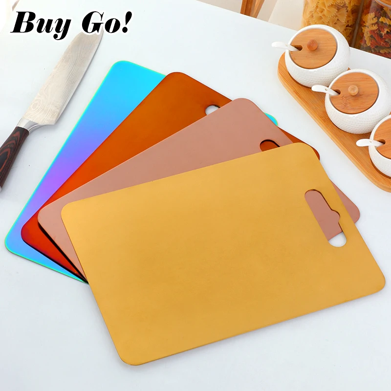  1PCS Stainless Steel Durable Chopping Board Non-Slip Kitchen Cutting Board Vegetable Meat Tools Kit - 4000022231585