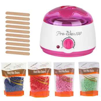 

500cc Wax Beans Epilator Set Paraffin Hand Wax Machine Hot Paraffin Wax Warmer Heater with 4 Wax + 10pc Smear Sticks