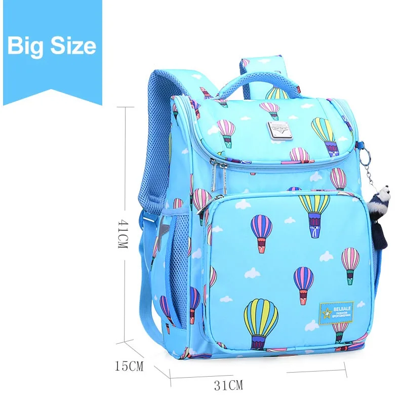 Sky Blue Big Size Водонепроницаемый нейлоновый рюкзак с воздушным шаром для начальной школы для детей, сумка для книг, Студенческая сумка, школьная сумка принцессы для девочек, рюкзак для путешествий - Цвет: Sky Blue Big Size