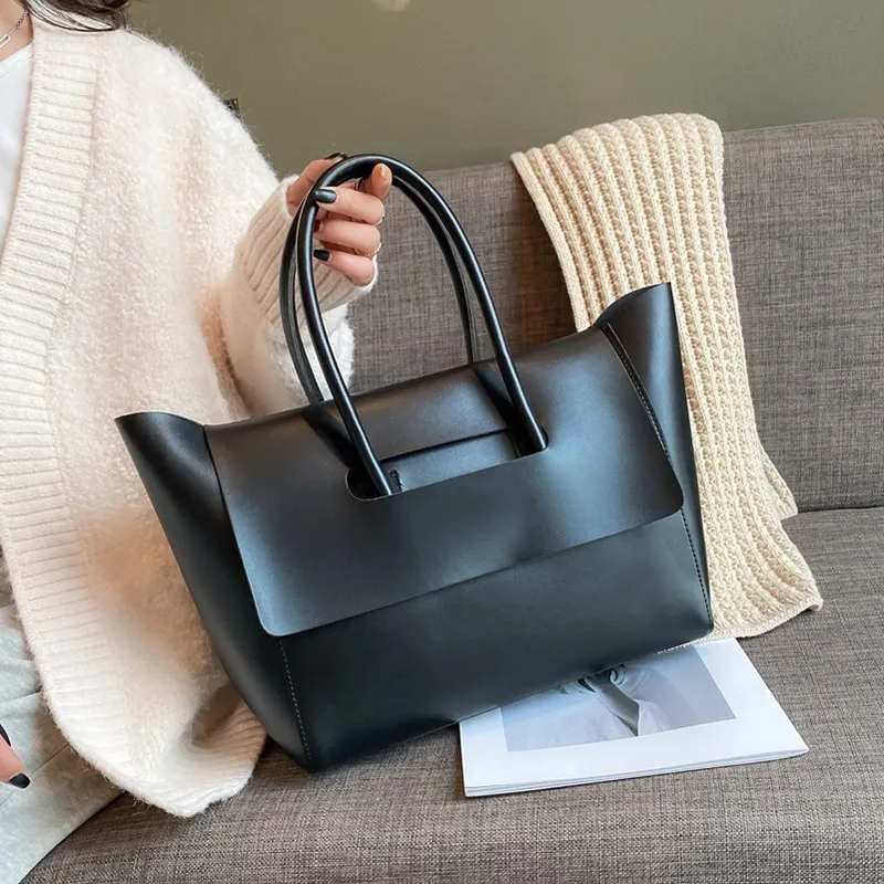 

Big Black Pu Leather Tote Bags for Women 2020 High Quality Over The Shoulder Shopper Bag Female Unique Design Handbag Grand Sac