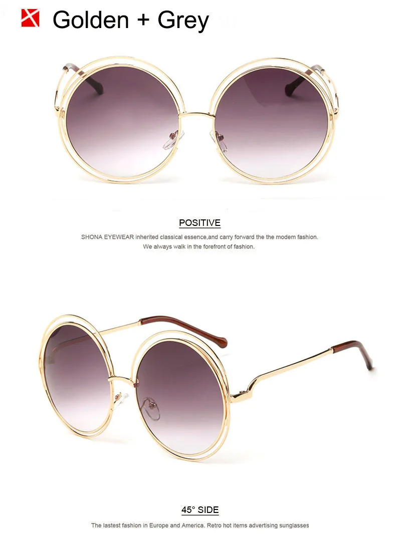 SHAUNA Vintage Oversize Round Sunglasses Women Alloy Around Hollow Frame Brand Designer Fashion Circling Frog Sun Glasses UV400 sunglasses for women