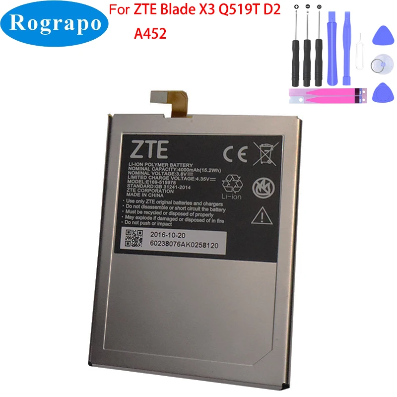 Оригинальная Аккумуляторная батарея 4000 мАч для смартфона ZTE Blade X3 Q519T D2 A452 T620 |