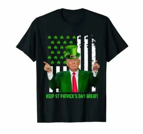 

Keep St Patrick's day Great-American Flag Trump Patricks day T-Shirt All Size S-3XL