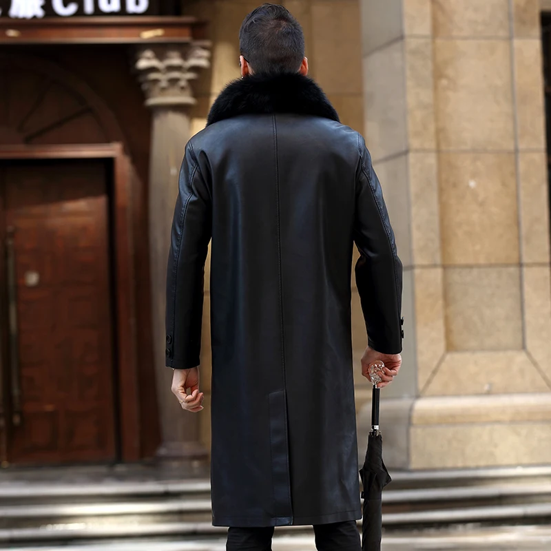 

Genuine Leather Jacket Fur Coats Men Winter 2020 Plus Size 5XL Male Split Leather Overcoat Warm Thicken Long Parka mujer :LX2581