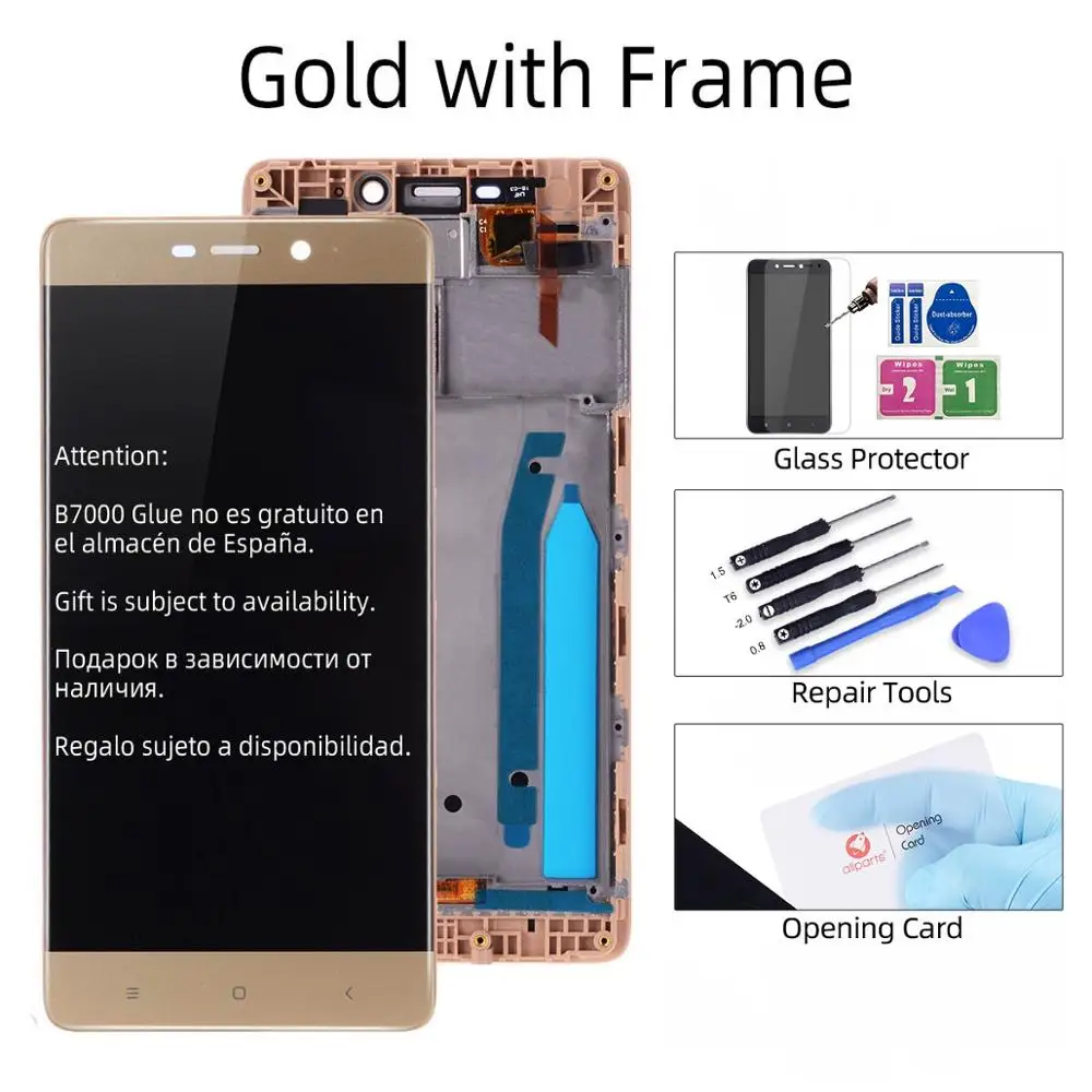 Дисплей для Xiaomi Redmi 4 Pro Prime LCD в сборе с тачскрином на рамке 5.0'' черный черный золото - Цвет: Gold with Frame