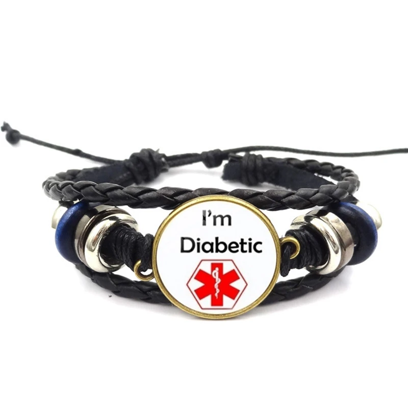Браслеты-талисманы I'm Diabetic для женщин и мужчин, медицинские алерты, ID браслеты, плетеный браслет для диабетиков, медицинский Предупреждение ющие ювелирные изделия