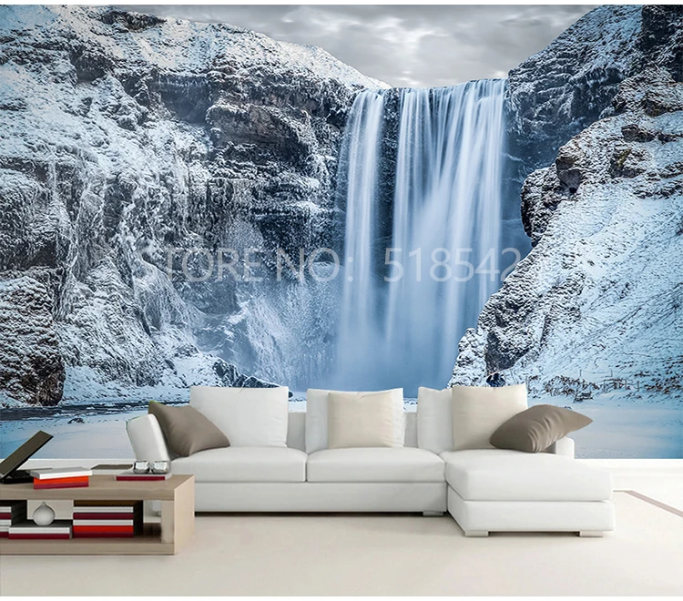 personalizado foto papel de parede paisagem natural neve cachoeira mural da parede adesivo para quarto decoração da sua casa cobrindo